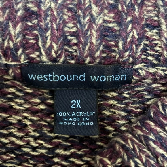 Westbound Woman Sweater Vest Jacket Size 2XL Purple Gray Knit Silver Full Zipper - Picture 5 of 9